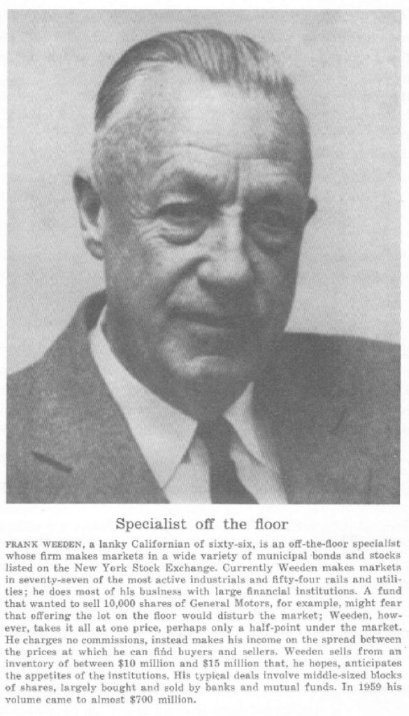 Frank Weeden in an article on ten powerful men on Wall Street, Fortune Magazine, February 1960